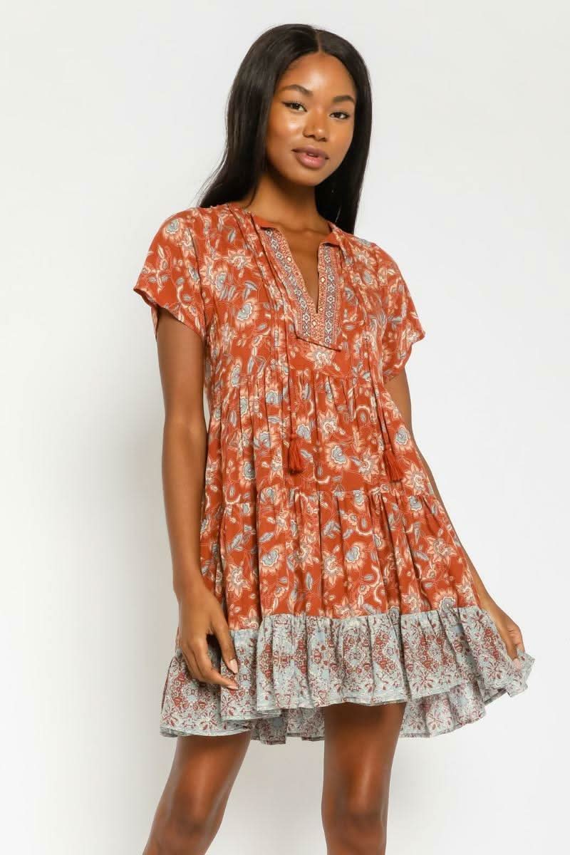 rust dress mini Happy Hour Chic Button Down Mini Dress in Dark Rust XS / Rust