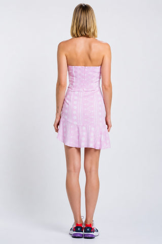 Demi Pink Prism Print Strapless Mini Dress styled for rush