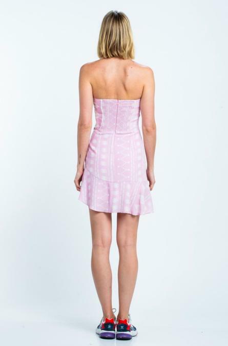 Demi Pink Prism Print Strapless Mini Dress -  BohoPink