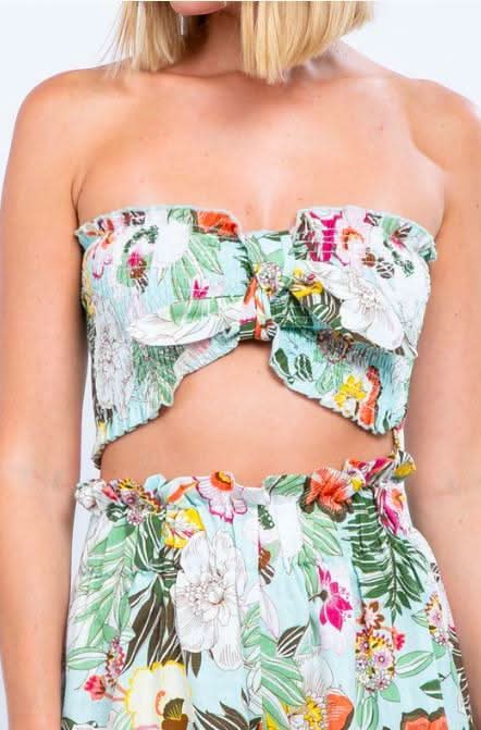 Hit The Beach White Tropical Print Two-Piece Set -  BohoPink