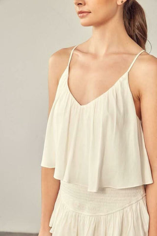 San Antonio Cream Ruffle Romper - Detailed View