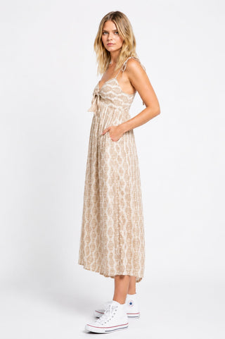 Goa Cream Print Tie-Front Midi Jumpsuit - Side View