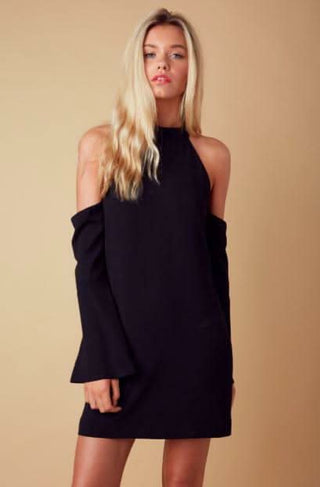 Ipanema Black Cold Shoulder Dress - Detailed View