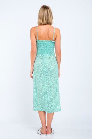 Jessica Mint Green Print Midi Dress -  BohoPink
