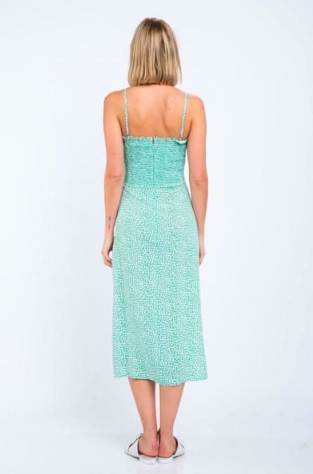 Jessica Mint Green Print Midi Dress -  BohoPink