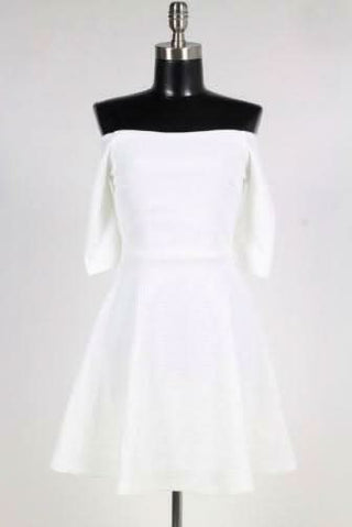White Off-Shoulder Skater Dresses