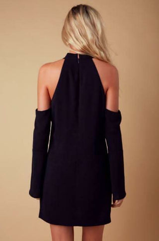Ipanema Black Cold Shoulder Dress - Back View