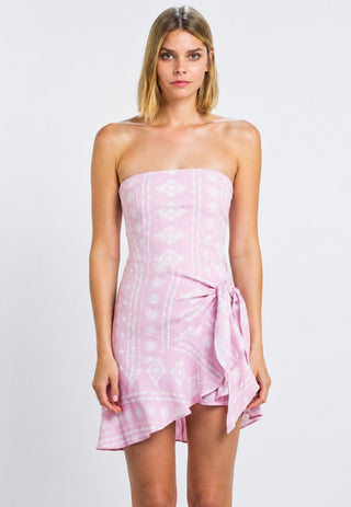 Demi Pink Prism Print Strapless Mini Dress styled for Sorority Rush