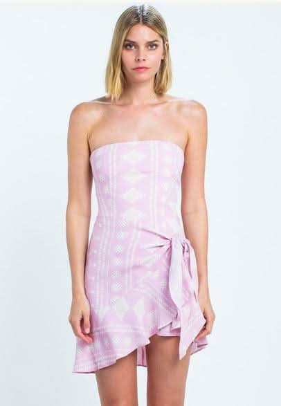 Demi Pink Prism Print Strapless Mini Dress styled for Sorority Rush