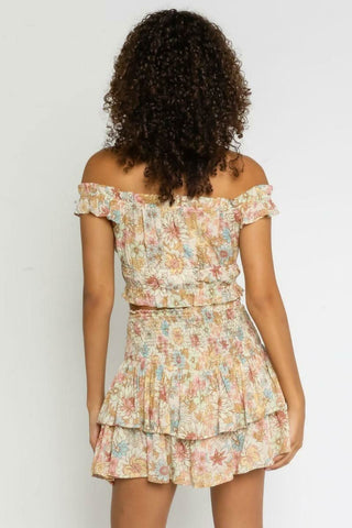 Lizza Taupe Floral Two-Piece Ruffle Mini Dress - Back View