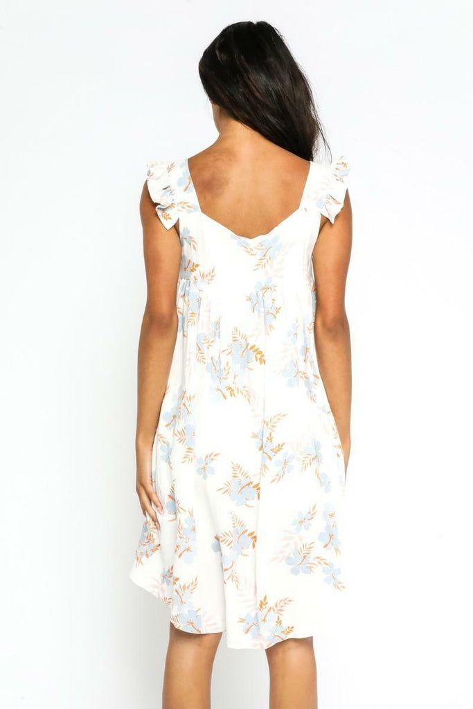 Ivory White Tropical Print Dresses