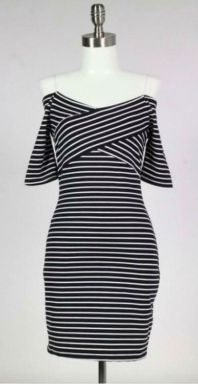 Striped Off-the-Shoulder Dress