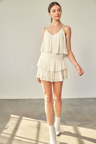 San Antonio Cream Ruffle Romper - Romper Dress Outfit View