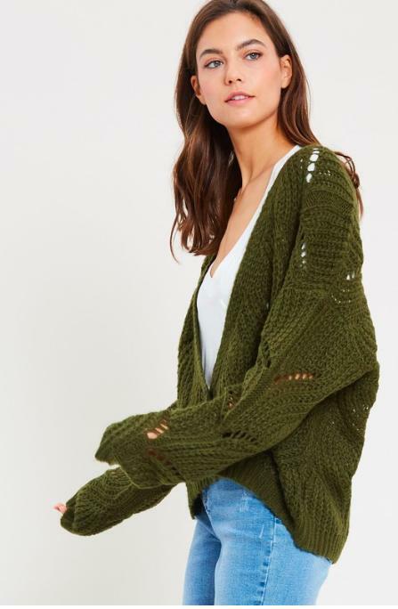 Anastasia Olive Cardigan Sweater -  BohoPink