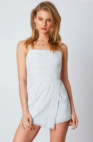 Lightweight blue striped romper for summer