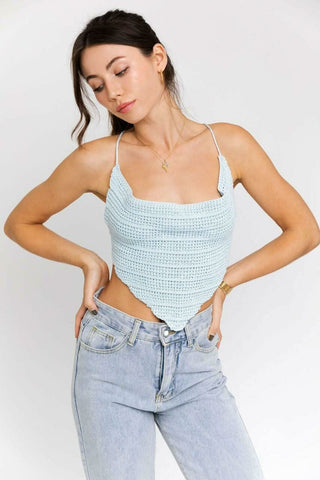 Light Blue Crochet Crop Top