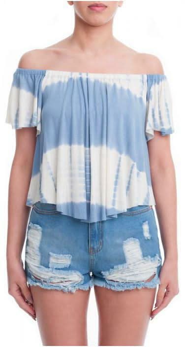 Off-the-shoulder tie dye top