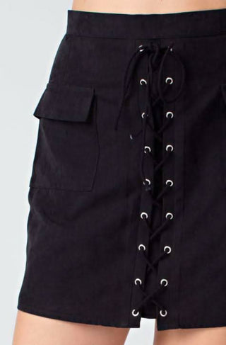 Close up Sawyer Black Suede Mini Skirt