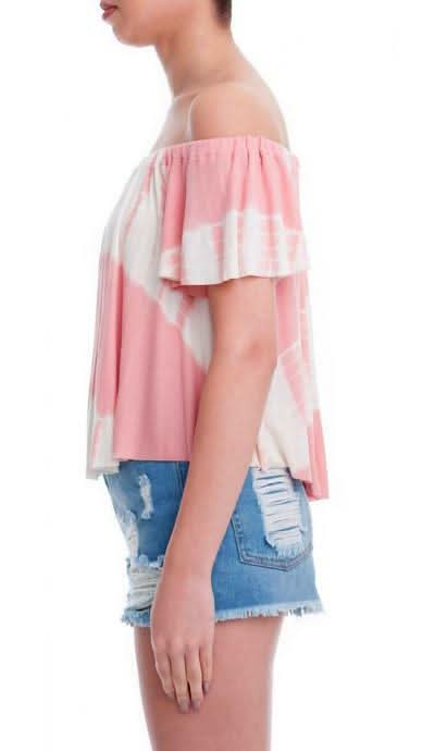 Mauve Off-the-Shoulder Tie-Dye top