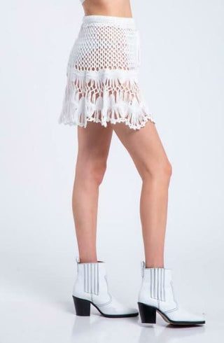 White Crochet Swim Cover-Up Mini Skirt from our crochet skirts collection