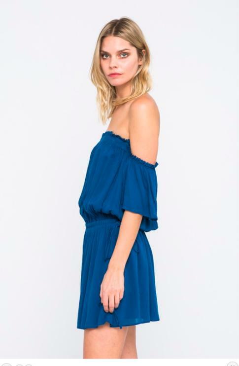 Blue Off-Shoulder Dress