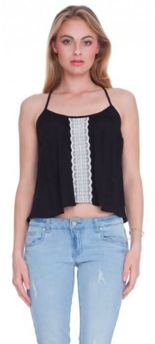  Black Lace Flowy Tank Top 