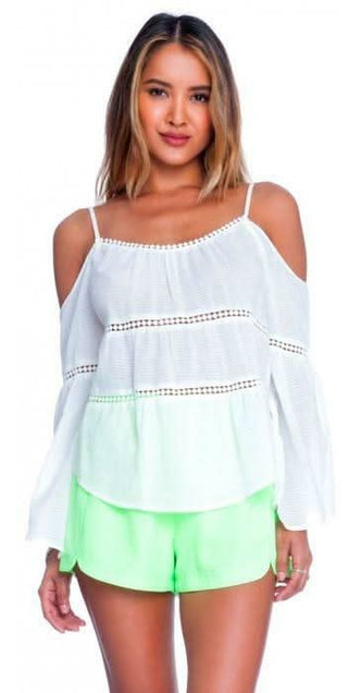 Long Sleeve Tops - Lush Follow The Leader Off White Cold-Shoulder Top - Front View