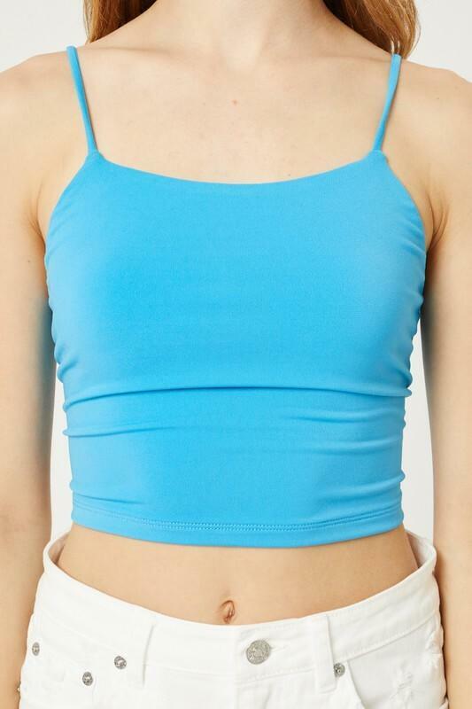 Antonia Turquoise Blue Backless Cami Crop Top -  BohoPink