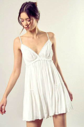 Dani white ruffle mini dress flowy summer style from our sundresses edit