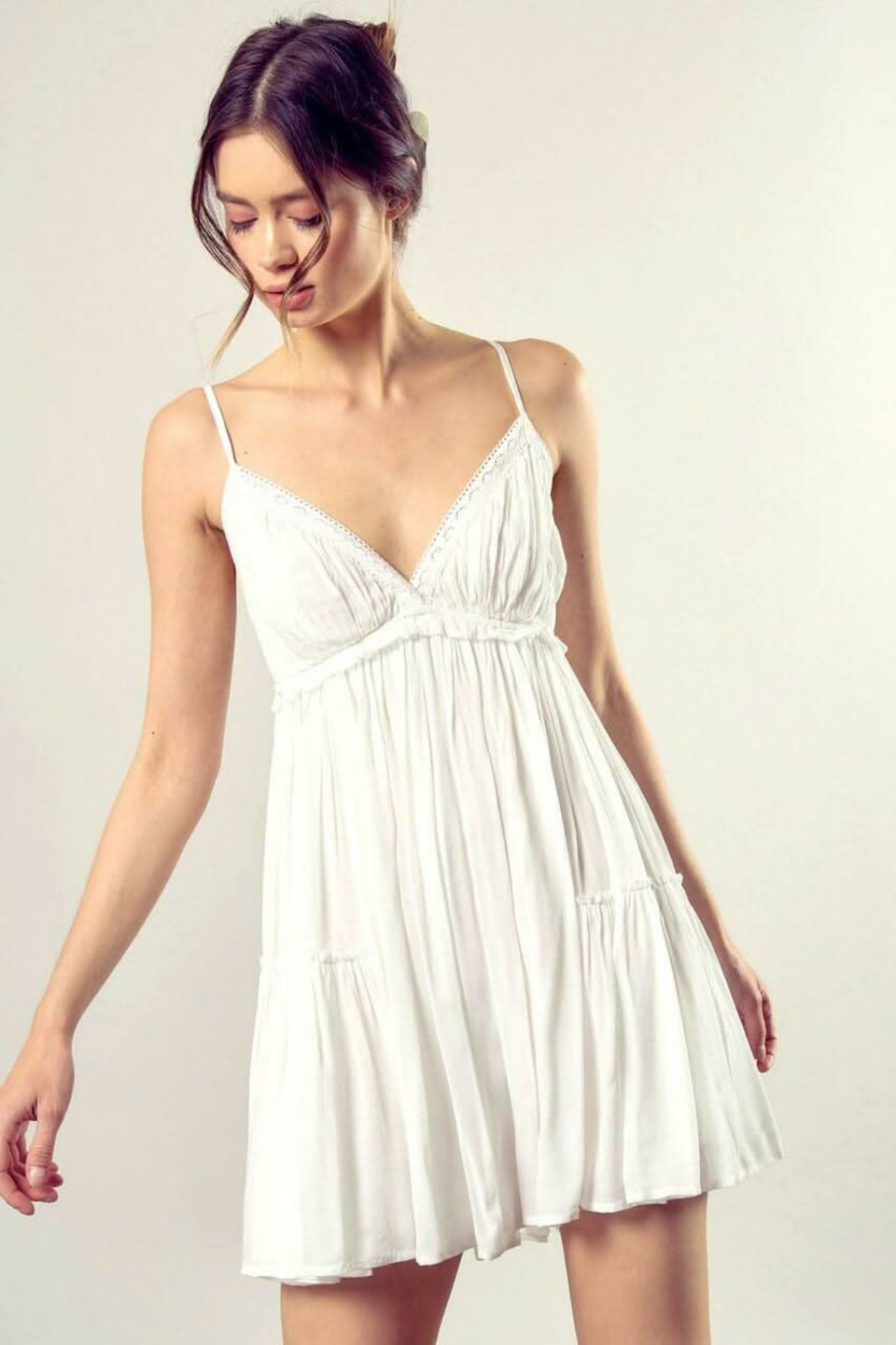 Dani white ruffle mini dress flowy summer style from our sundresses edit
