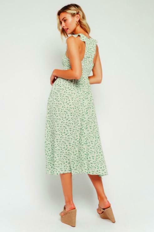 Iris Green Floral Print Smocked Culotte Jumpsuit -  BohoPink