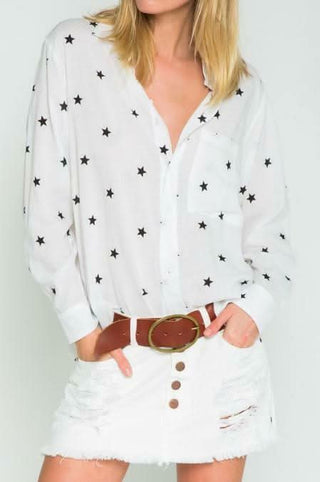 White Star Print Top 