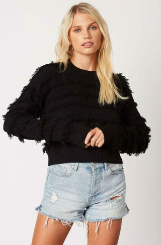 Hailey Black Fringe Sweater front