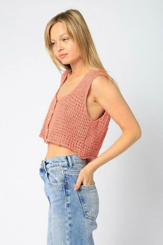 Abbey Solana Sheer Crochet Tank Top side