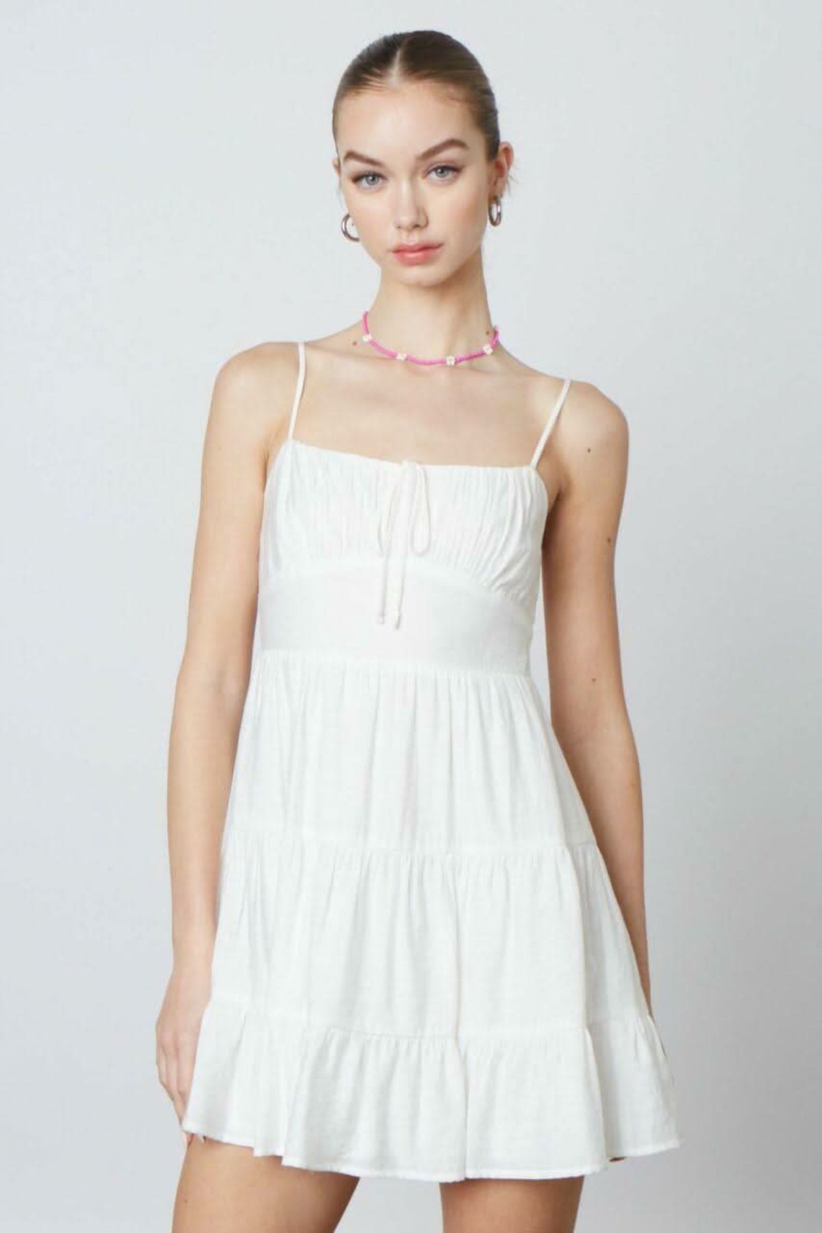 White Babydoll Cami Mini Dress for Women White Babydoll Cami Mini Dress for Women