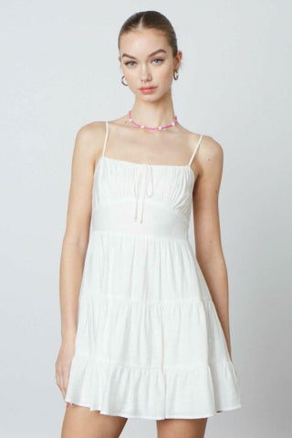 White babydoll cami mini dress for graduation