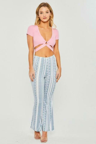 Amy Pink Center Ring Knit Crop Top -  BohoPink
