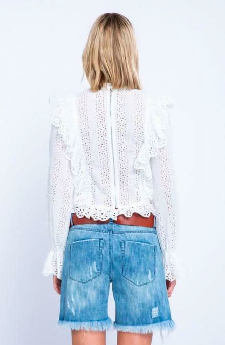 Bridget White Eyelet Lace Top -  BohoPink