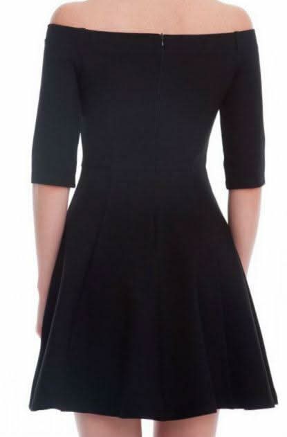 black off the shoulder skater dress Dani Off The Shoulder Mini Skater Dress in Black