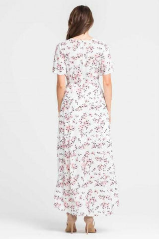 Provence Ivory Floral Print Wrap Maxi Dress - Back View