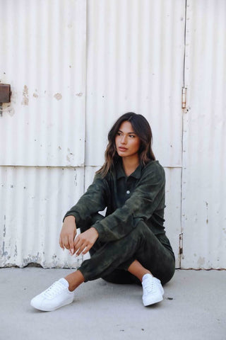 Just Go With It Olive Tie-Dye Drawstring Joggers -  BohoPink