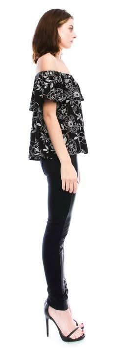 Perfect Harmony Black Off Shoulder Ruffle Top - Side View