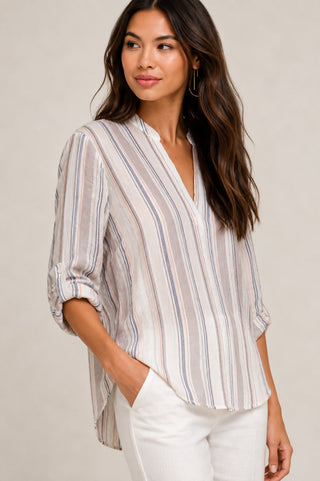 What Can I Say White Striped V-Neck Top - Side Biew