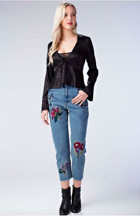 Honey Punch Satin Long Sleeve Top