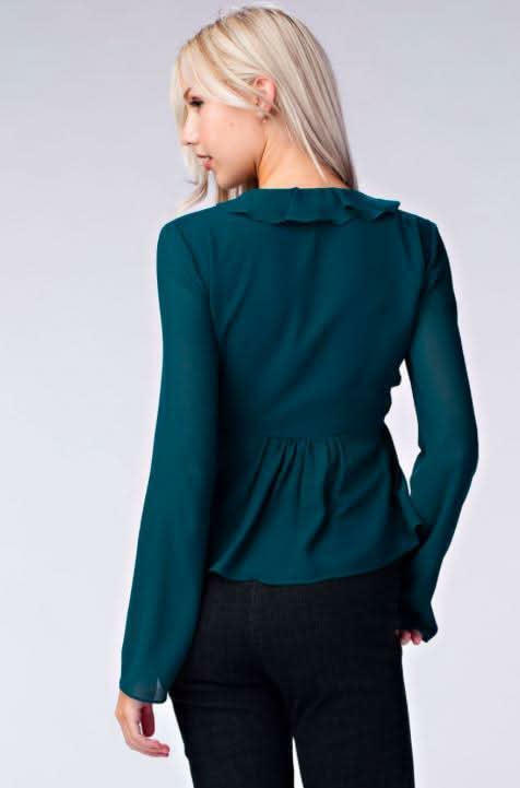 Hunter Green Ruffle Top 