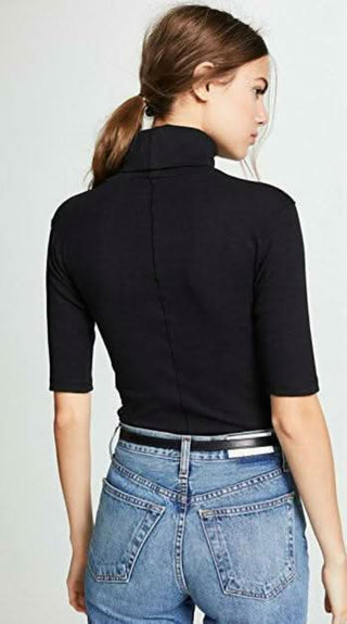 Black Short Sleeve Turtleneck Tee back