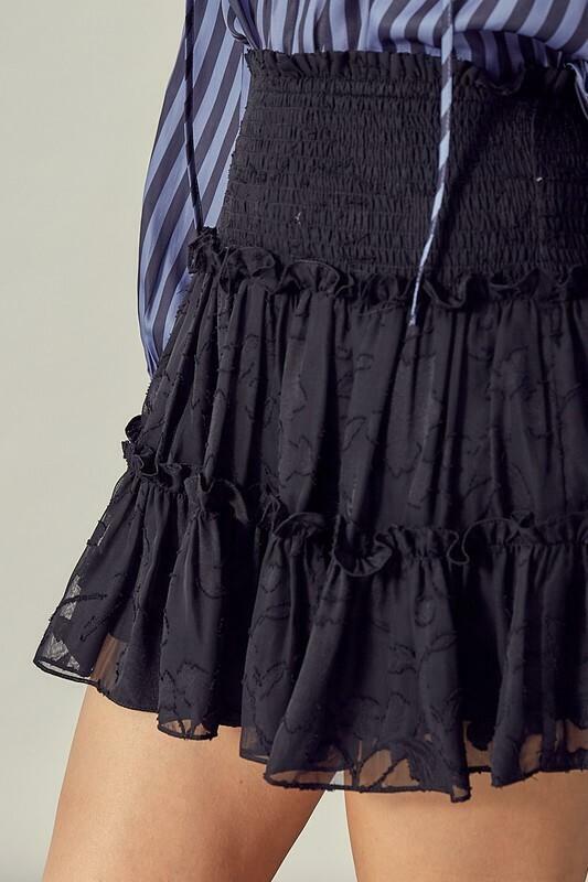 Black Tiered Mini Skirt