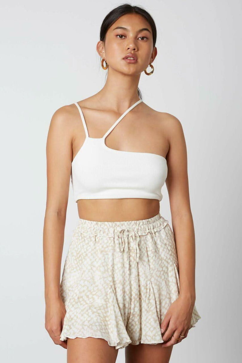 Tan and White Print Flowy Shorts