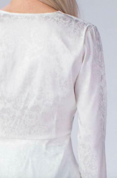 White Satin Long Sleeve Top