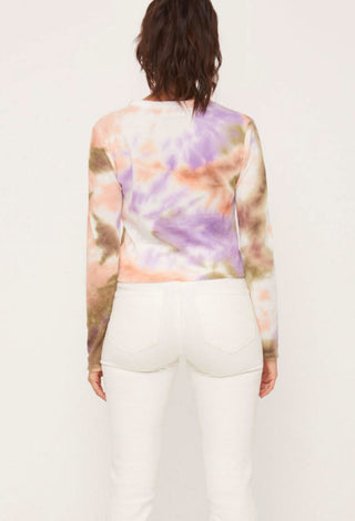 I Know You Do Peach and Olive Tie-Dye Twist Top - Back View